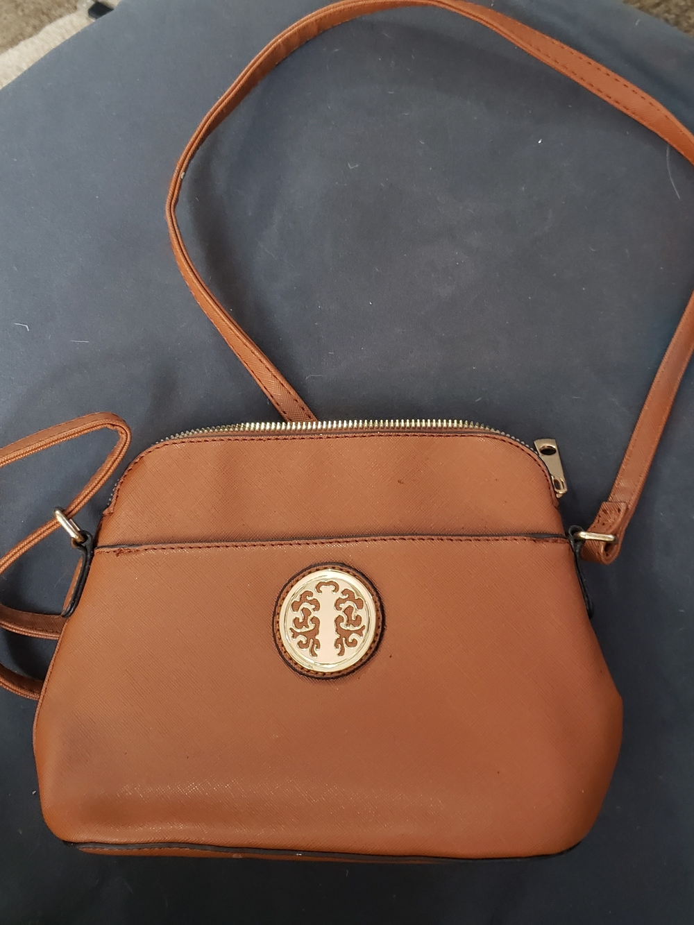 Tan Crossbody Shoulder Bag with Gold Accent